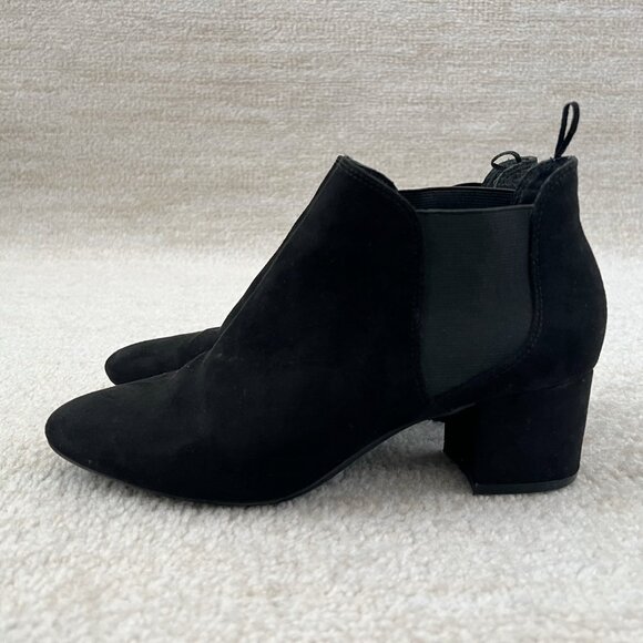 H&M Slip On Black Ankle Boots Chunky Heel 8 / 39 - Picture 1 of 11